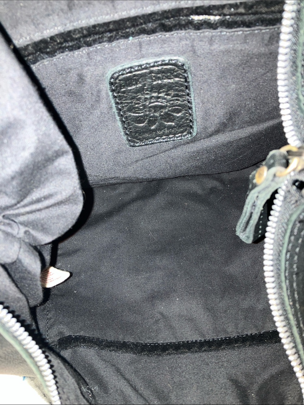 Lucky Brand Black Leather Bag with Silvertone Peace Signs - Picture 3 of 3